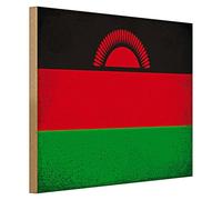 Plaque en Bois | Drapeau du Malawi | Décoration pour la Maison | 40cmx30cm