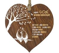 Plaque en bois en forme de cœur pour 40e anniversaire de mariage, souvenir en bois foncé, célébrez l'anniversaire de mariage, épouse, mari, petit ami, petite amie, plaque avec citations, cadeaux des