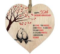 Plaque en bois en forme de cœur pour 59e anniversaire de mariage, souvenir, célébration d'un anniversaire de mariage, épouse, mari, petit ami, petite amie, plaque avec citations, cadeaux des enfants