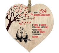 Plaque en bois en forme de cœur pour 5e anniversaire de mariage, souvenir de célébration d'un anniversaire de mariage, épouse, mari, petit ami, petite amie, avec citations, cadeaux des enfants
