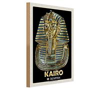 Plaque en bois | Le Caire | Égypte | Masque de mort Toutankhamon | 30 cm x 40 cm