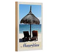 Plaque en bois Maurice | Motif plage | Océan indien | Décoration | 12 cm x 18 cm