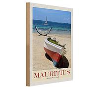 Plaque en bois | Maurice | Océan indien | Motif plage | 30 cm x 40 cm