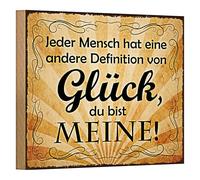 Plaque en bois nostalgique « Jeder Mensch hat eine andere Definition von Glück, du bist meine! » | Idée cadeau pour partenaire | 18 cm x 12 cm