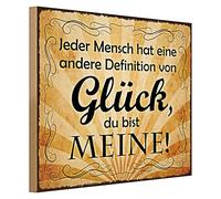 Plaque en bois nostalgique « Jeder Mensch hat eine andere Definition von Glück, du bist meine! » | Idée cadeau pour partenaire | 40 cm x 30 cm