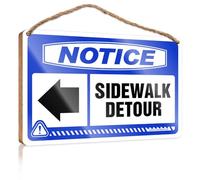 Plaque en bois « Not Allowed » - Plaque en bois et image décorative - Décoration murale pour salle de bain - Style shabby chic - Notice Sidewalk Detour [flèche gauche]
