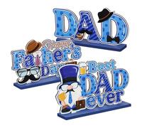 Plaque en bois pour fête des pères 3 pièces - Décoration de fête des pères - Délicate finition graine, plaques décoratives et plaques pour anniversaire Famille Amis Harth Home Table Bureau