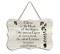 Plaque en bois rustique à suspendre avec inscription « Christ Is The Head of This House » - Décoration murale pour salon, chambre à coucher, ferme, bureau - 20,3 x 25,4 cm