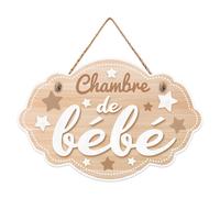 Plaque en bois - STC - Chambre de Bébé - 13x20 cm - Décoration murale - Motifs étoiles