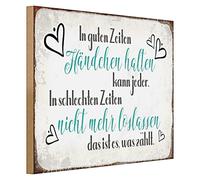 Plaque en bois - Tenir la main dans les bons moments - Ne pas lâcher dans les mauvais moments - 40 cm x 30 cm