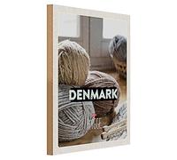 Plaque en bois vintage | Denmark Hygge | Tricot Art Décoration | 30 cm x 40 cm