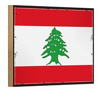 Plaque en bois vintage | Drapeau du Liban | Décoration pour la maison | 18 cm x 12 cm