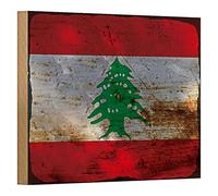 Plaque en bois vintage | Drapeau du Liban | Décoration pour la maison | 18 cm x 12 cm