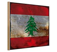 Plaque en bois vintage | Drapeau du Liban | Décoration pour la maison | 40 cm x 30 cm