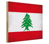 Plaque en bois vintage | Drapeau du Liban | Décoration pour la maison | 40 cm x 30 cm
