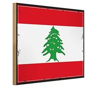 Plaque en bois vintage | Drapeau du Liban | Décoration pour la maison | 40 cm x 30 cm