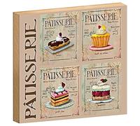 Plaque en bois vintage - Pâtisserie française - Décoration rétro - 18 cm x 12 cm