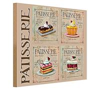 Plaque en bois vintage - Pâtisserie française - Décoration rétro - 40 cm x 30 cm
