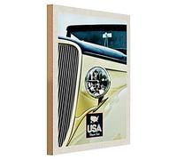 Plaque en bois vintage | USA Dream Cars | Décoration nostalgie | 30 cm x 40 cm