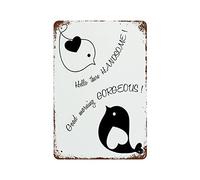 Plaque en étain 20,3 x 30,5 cm Good Morning Gorgeous Hello There Beautiful Noir et blanc Décoration murale