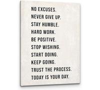 Plaque en étain amusante « No Excuses Never Give Up » - Art mural de motivation pour la maison, la salle de sport, le yoga, l'entraînement, la salle de sport, le bureau, la salle de sport, le bureau