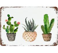 Plaque en étain antique Art de cactus Impression de cactus Impression tribale Décor tribal Art succulent Panneau mural Cactus Aquarelle Décor de jardin Impression de plante Affiche en étain occident