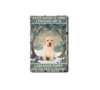 Plaque en étain avec chiot labrador « Once Upon A Time » - Décoration murale vintage - 20,3 x 30,5 cm