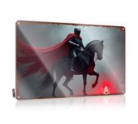 Plaque en étain avec inscription Man Cave Decor Dark Knight on Black Horse With Red Cape Red Sign Metal Beer Ruls (30 x 40 cm)
