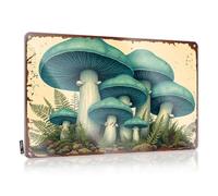 Plaque en étain avec inscription « Man Cave Decor Enchanted Forest : A Gathering Of Mystical Blue Mushrooms » (30 x 40 cm)
