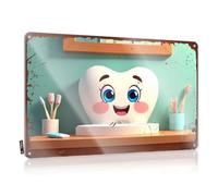 Plaque en étain avec inscription « Man Cave Signs And Decor Happy Tooth Brushing Adventure In The Bathroom » - 20 x 30 cm