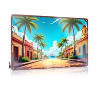 Plaque en étain avec inscription Man Cave Signs And Decor Palm-Lined Street Leading To The Sea - Affiche amusante en métal vintage (20 x 30 cm)