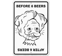 Plaque en étain « Before/After 6 Beers » - 20 x 30 cm