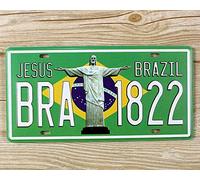 Plaque en étain Brésil Christ le Rédempteur Rio Jésus plaque d'immatriculation 15,2 x 30,5 cm