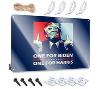 Plaque en étain Donald Trump Merchandising Cadeaux Trump Doigt d'honneur Biden Harris Panneau républicain Trump Pool Panneau et décoration extérieure Vintage Signes muraux en métal drôles (20 x 30 cm)