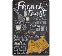 Plaque en étain « French Toast Making Guide » pour la fabrication de pain perdu, décoration vintage en fer pour bar, restaurant, plaque en métal, affiche murale en métal, décoration murale pour bar, c
