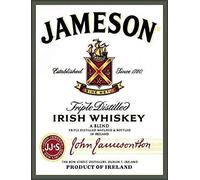Plaque en étain Jameson Irish Whiskey en métal - Style vintage - Décoration murale - Pour homme caverne, bar, pub - 30,5 x 20,3 cm