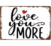 Plaque en étain « Love You More » rétro vintage pour décoration murale familiale avec citations positives, dictons, salle de bain familiale, panneaux métalliques rétro pour décorations de fête de ma