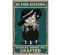 Plaque en étain Magical Things Witch Cat Halloween Fantôme Festival Meilleur Cadeau pour chambre de sorcière 15,2 x 20,3 cm