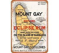 Plaque en étain Mount Gay Eclipse Rum 1937 20,3 x 30,5 cm