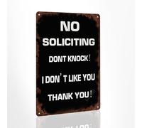 Plaque en étain « No Soliciting Dont Knock I Don't Like You Thank You » pour la maison et le travail, panneau « Don't Knock » pour chambre à coucher, restaurant, salle de bain, intérieur et extérieur