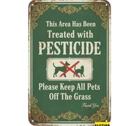 Plaque en étain pour Man Cave This Area Has Been Treated With Please Keep All Pets Off The Grass, Pick Up After Your Dog S Fence Outdoors Lawn Garden Yard S 20,3 x 30,5 cm Décoration de propriété