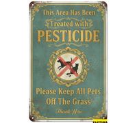 Plaque en étain pour Man Cave This Area Has Been Treated With Please Keep All Pets Off The Grass, Pick Up After Your Dog S Fence Outdoors Lawn Garden Yard S 20,3 x 30,5 cm Décoration de propriété