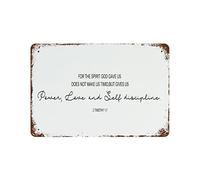 Plaque en étain pour The Spirit God Gave Us Does Not Make Us Timid, But Gives Us Power, Love and Self Discipline - Plaque en métal vintage d'inspiration vintage à accrocher dans votre bar à domicile