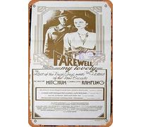 Plaque en étain rétro avec inscription « FAREWELL MY LOVELY Daybill » de Robert Mitchum - Décoration murale - 20,3 x 30,5 cm