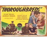 Plaque en étain rétro Thoroughbreds Title Lobby Card Tom Neal Adele Mara Roger Pryor, affiche de film rétro vintage classique en métal affiche de film et de télévision Bar Club Décoration murale 20,3