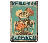 Plaque En Étain Skull, Toi Et Moi, On Gère Ça Vintage Mur Signe Decorative Affiche Métal Pour Café Jardin Chambre 30X20Cm