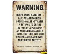 Plaque en étain « South Carolina Agritourism Liability », 20,3 x 30,5 cm