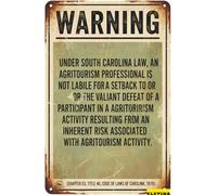 Plaque en étain « South Carolina Agritourism Liability », 20,3 x 30,5 cm