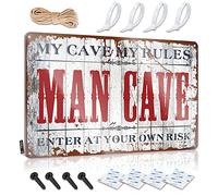 Plaque en étain vintage amusante avec inscription « Enter At Your Own Risk » - Plaque en métal pour bar à domicile (20 x 30 cm)