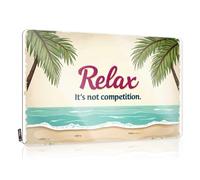 Plaque en étain vintage amusante pour patio Relax : Embrace The Serenity Of A Tropical Getaway (30 x 40 cm)